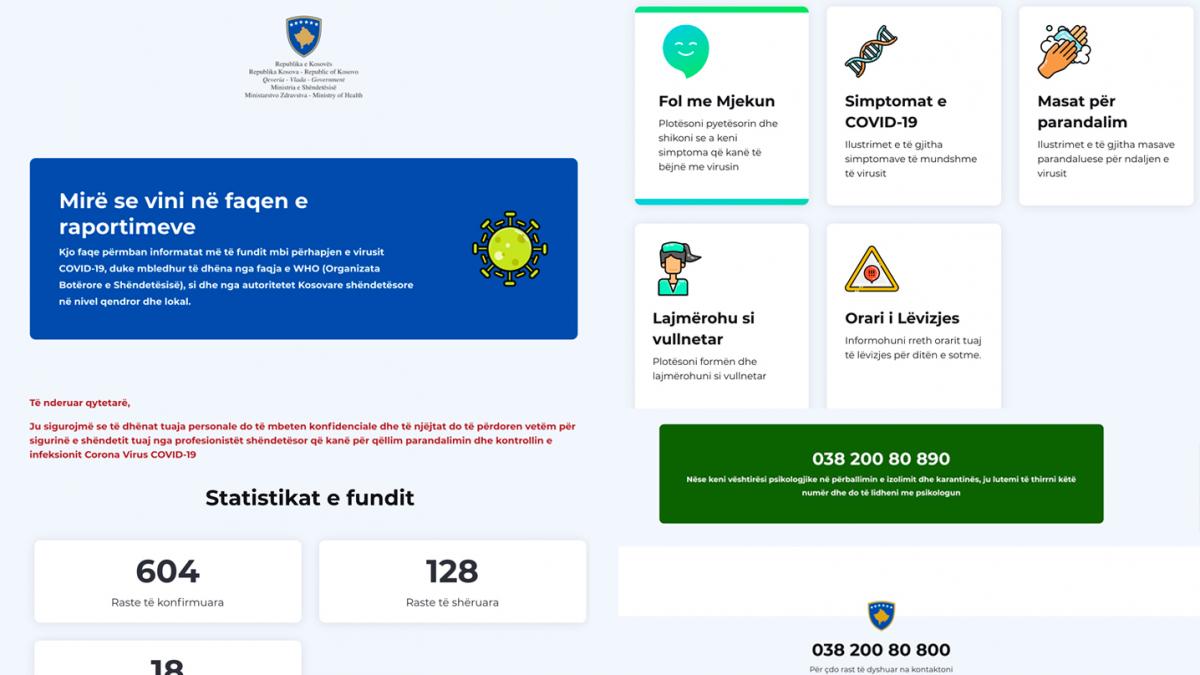 Kosovo corona virus data website