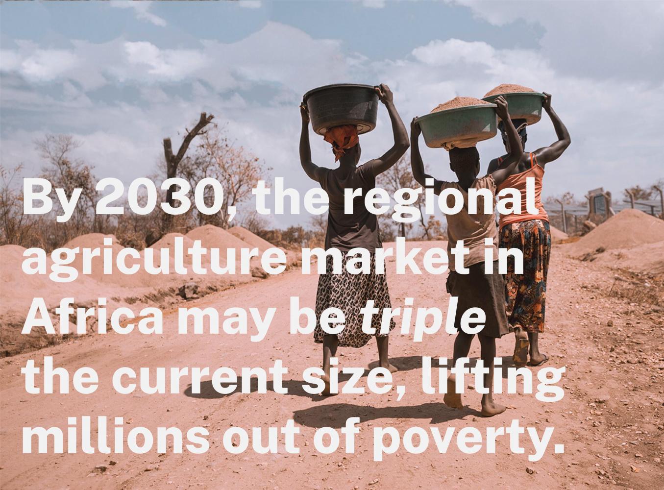 By 2030, the regional agriculture market in Africa may be triple the current size, lifting millions out of poverty.