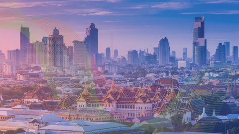 Image of Bangkok with purple spectral imagery overlay